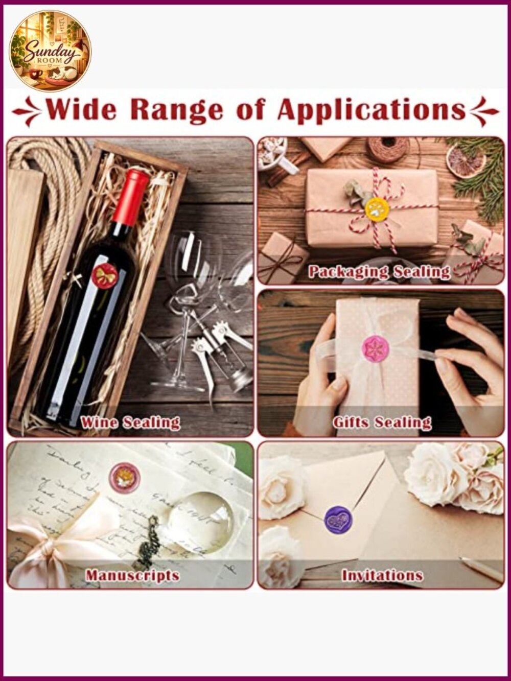 790pc Wax Seal Stamp Kit with Warmer, Beads, Stamps, Envelopes, Gift Box for - Picture 4 of 7
